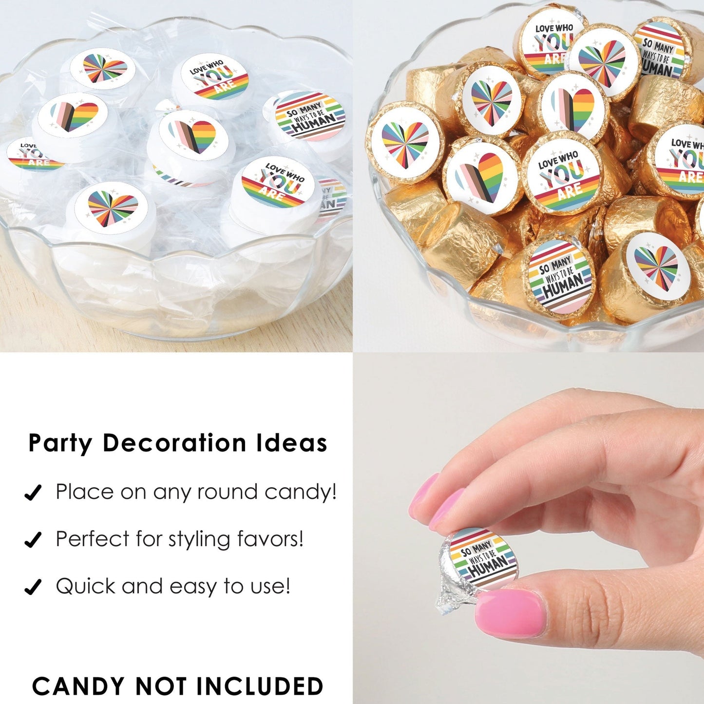 So Many Ways to Be Human - Pride Party Small Round Candy Stickers - Party Favor Labels - 324 Count