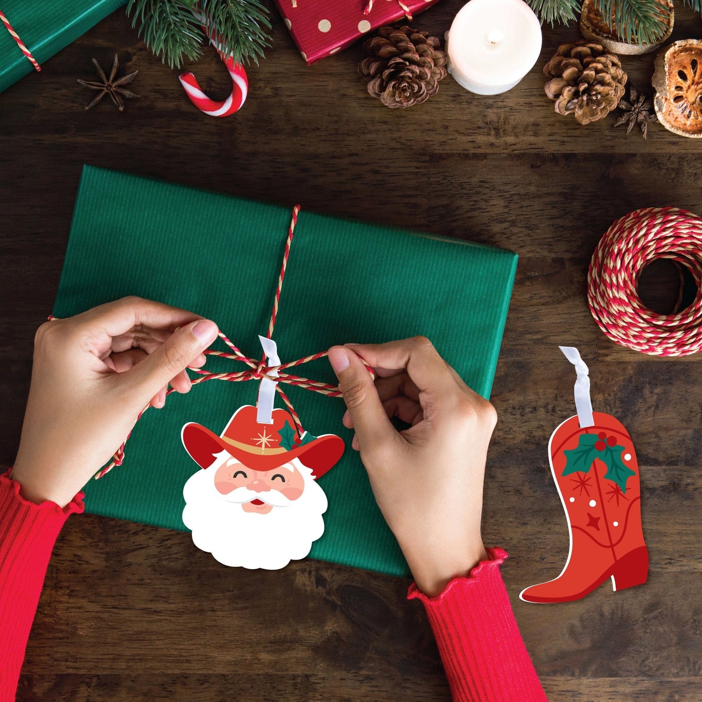 Christmas Cowboy Tree Ornaments - 12 Ct