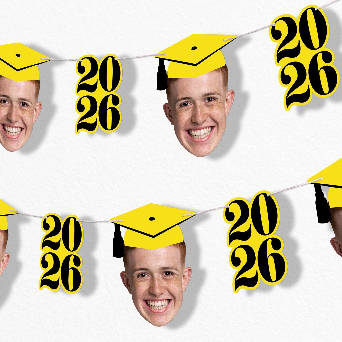 Custom Face Yellow Graduation Garland Banner