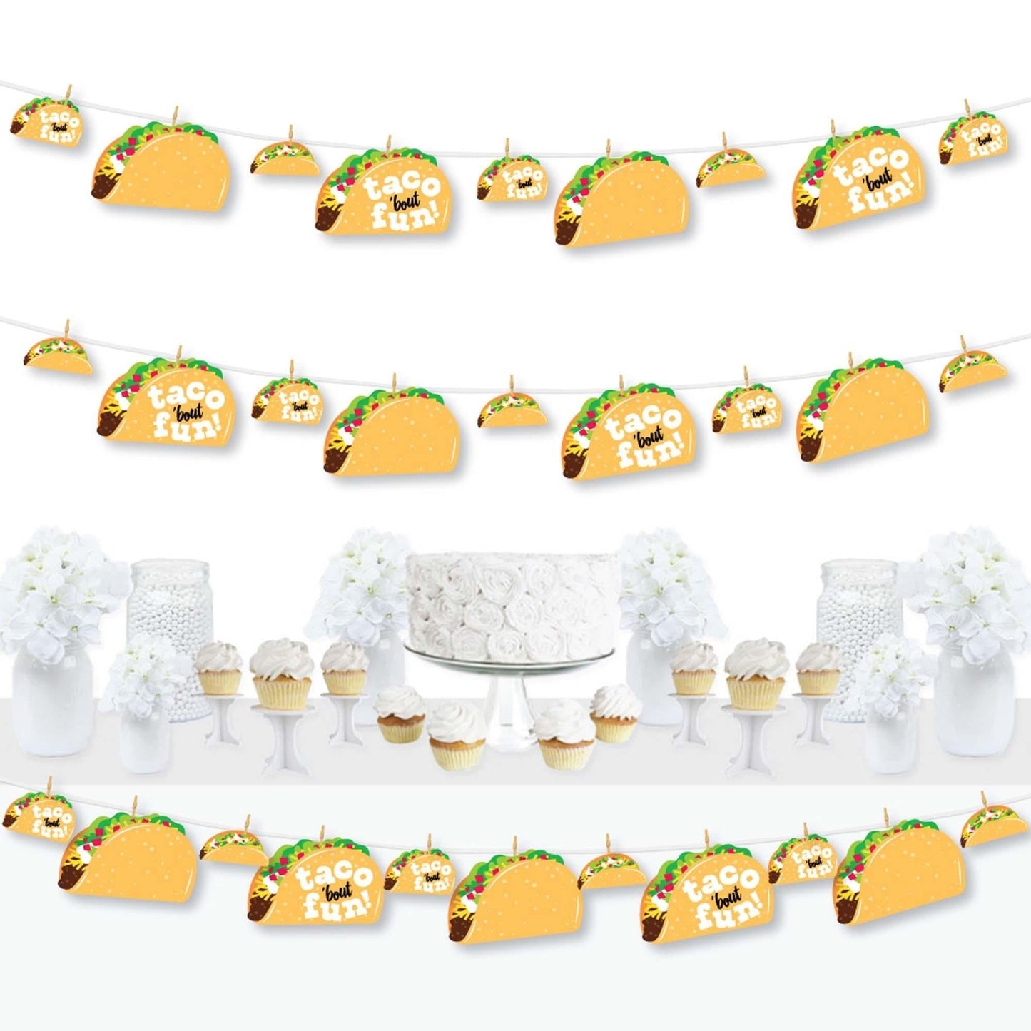 Taco 'Bout Fun - Mexican Fiesta DIY Decorations - Clothespin Garland Banner - 44 Pieces