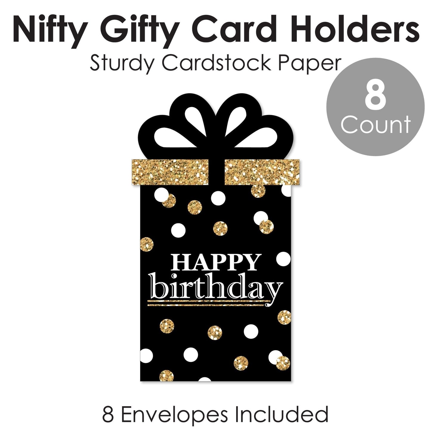 Adult Happy Birthday Birthday Party Money and Gift Card Sleeves - Nifty Gifty Card Holders - Set of 8