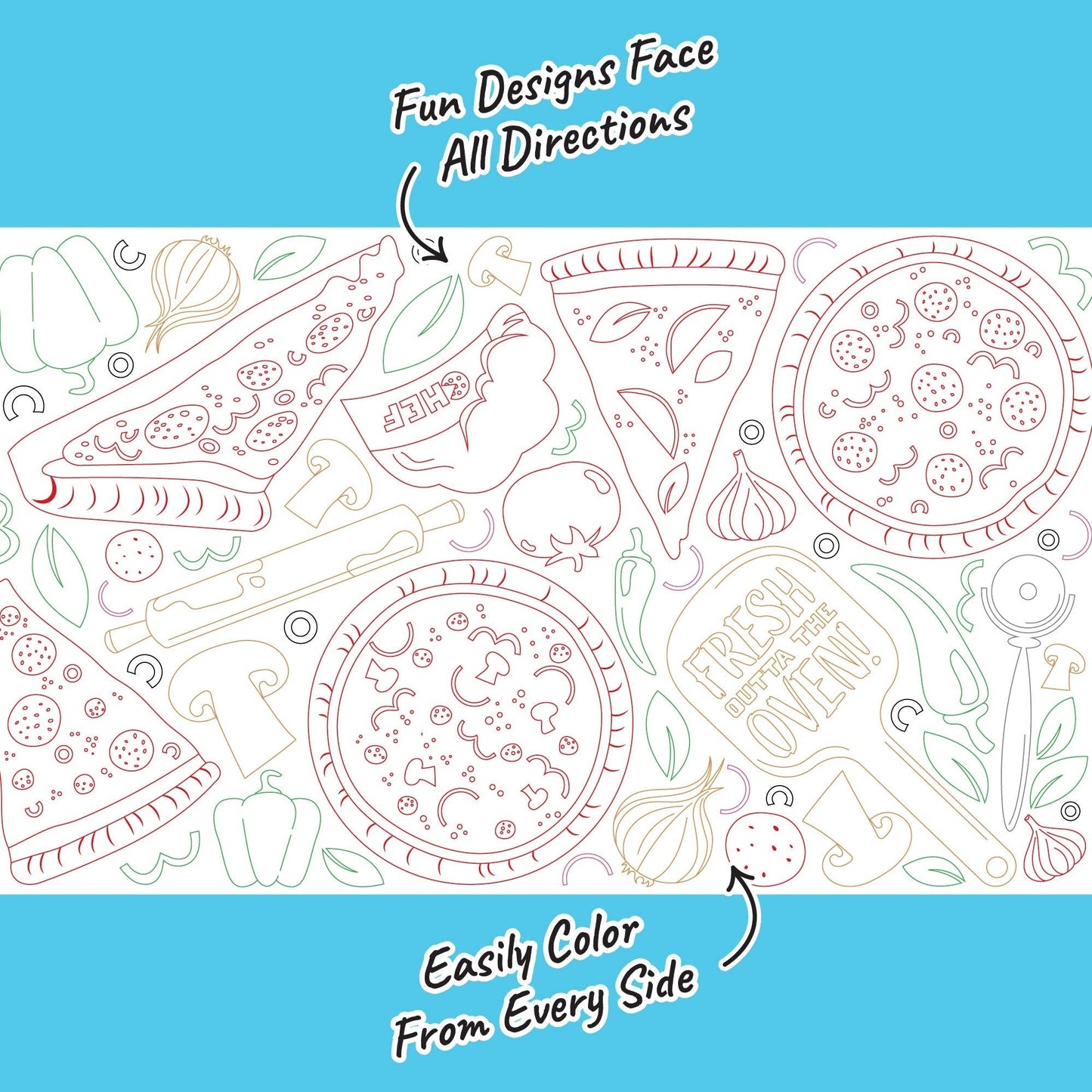 Pizza Party - Coloring Table Runner - 7'