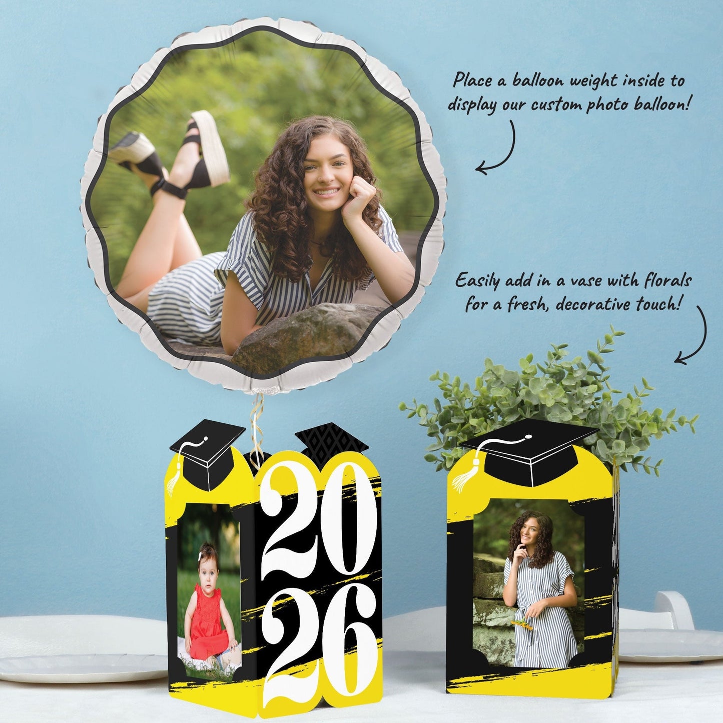 Yellow Graduation Photo Centerpieces - 8 Ct