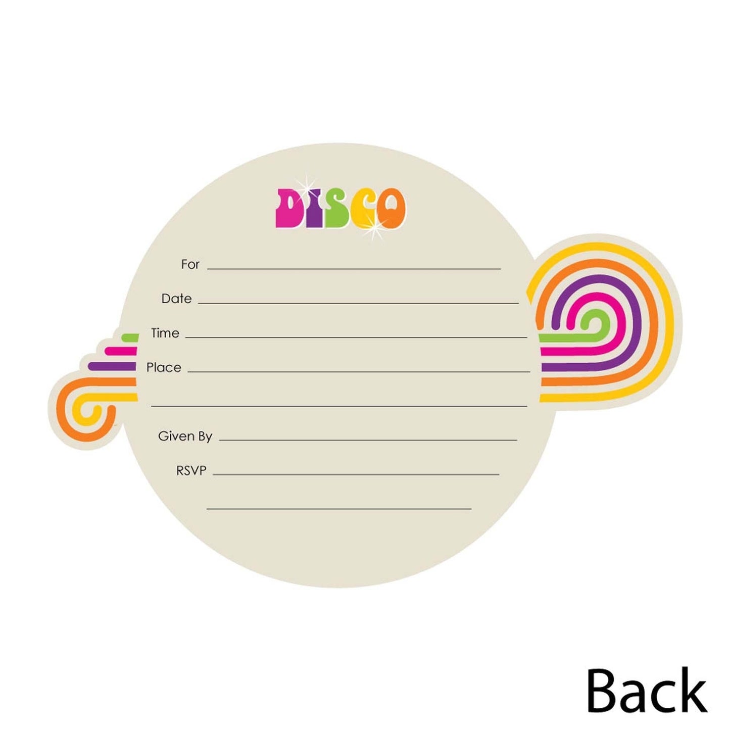 70's Disco - Shaped Fill-In Invitations - 1970s Disco Fever Party Invitation Cards with Envelopes - Set of 12