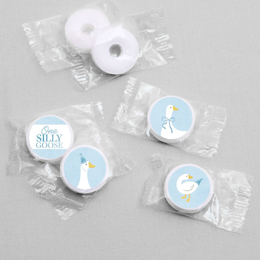 One Silly Goose Blue Candy Stickers - 1 Sheet of 108