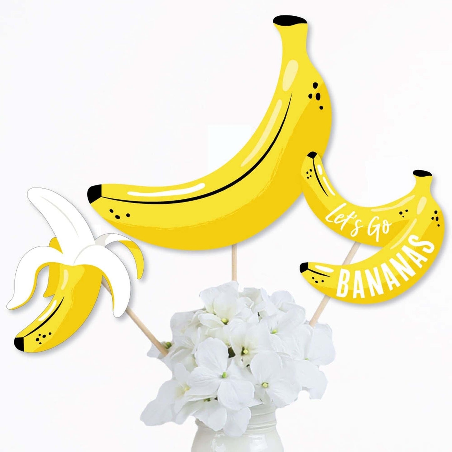 Let's Go Bananas - Tropical Party Centerpiece Sticks - Table Toppers - Set of 15