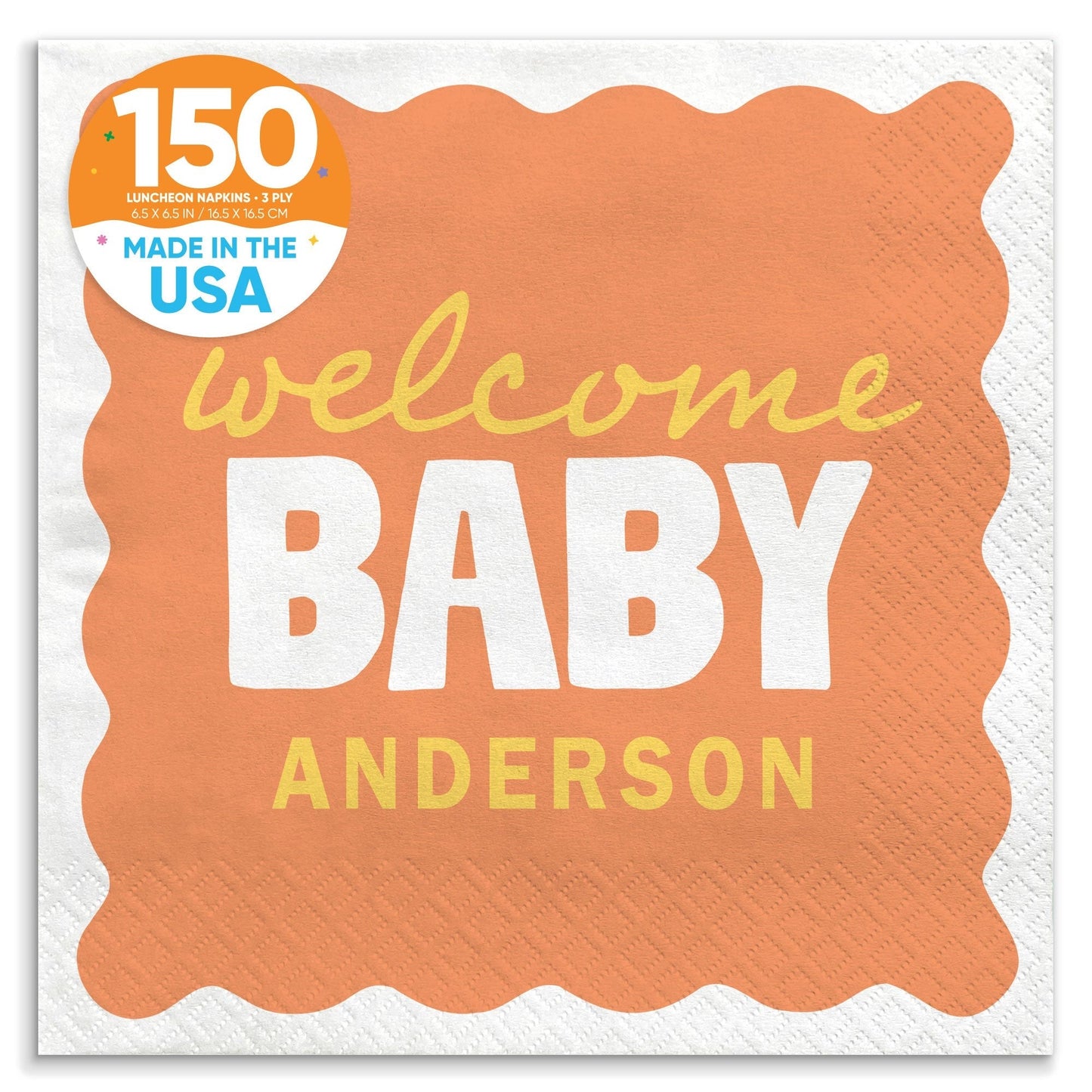 Custom Text Napkins - Wavy Baby Shower