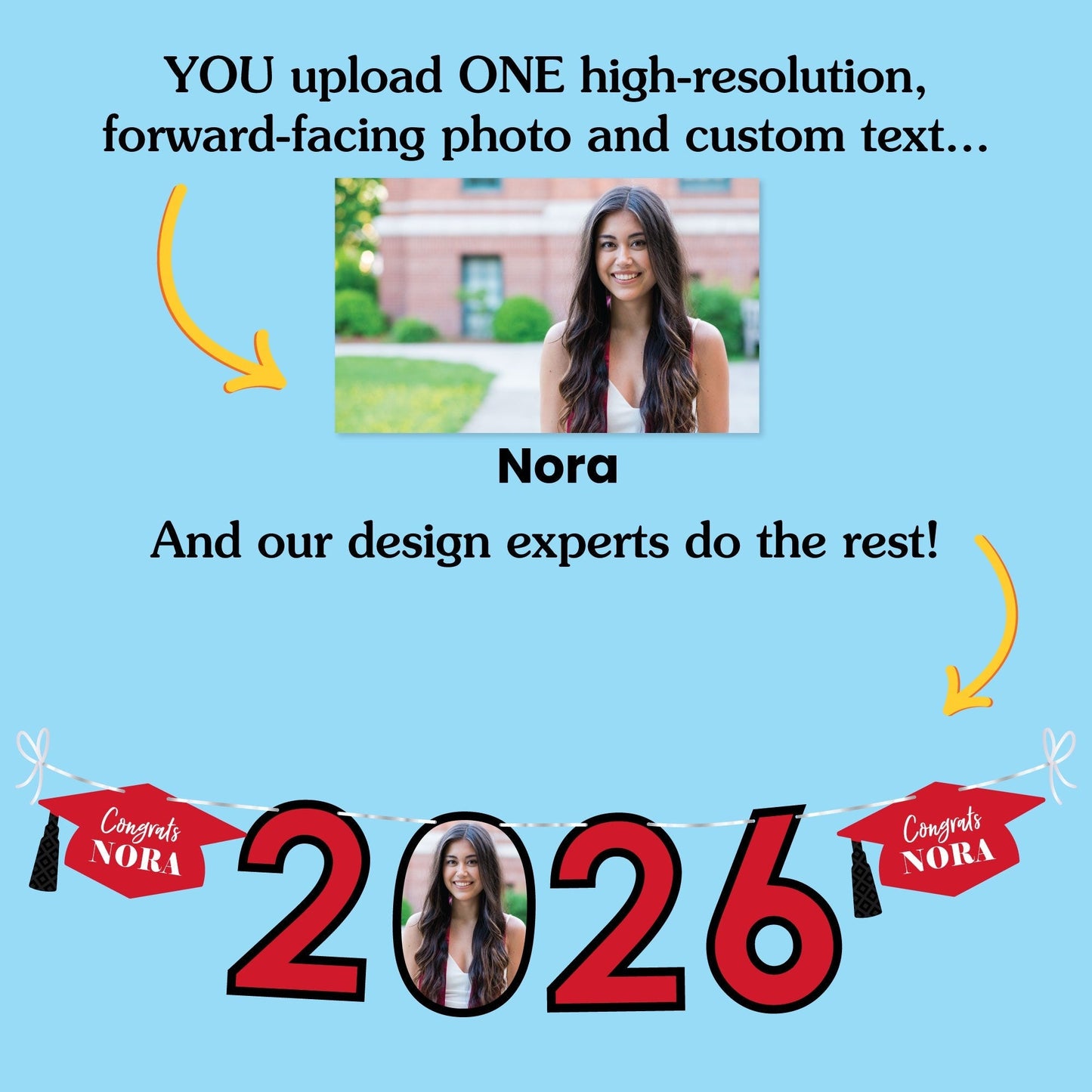Custom Photo Red Grad Letter Banner