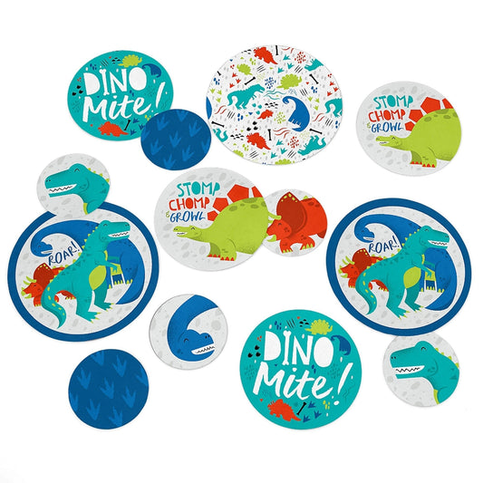 Roar Dinosaur - Dino Mite T-Rex Baby Shower or Birthday Party Giant Circle Confetti - Party Decorations - Large Confetti 27 Count