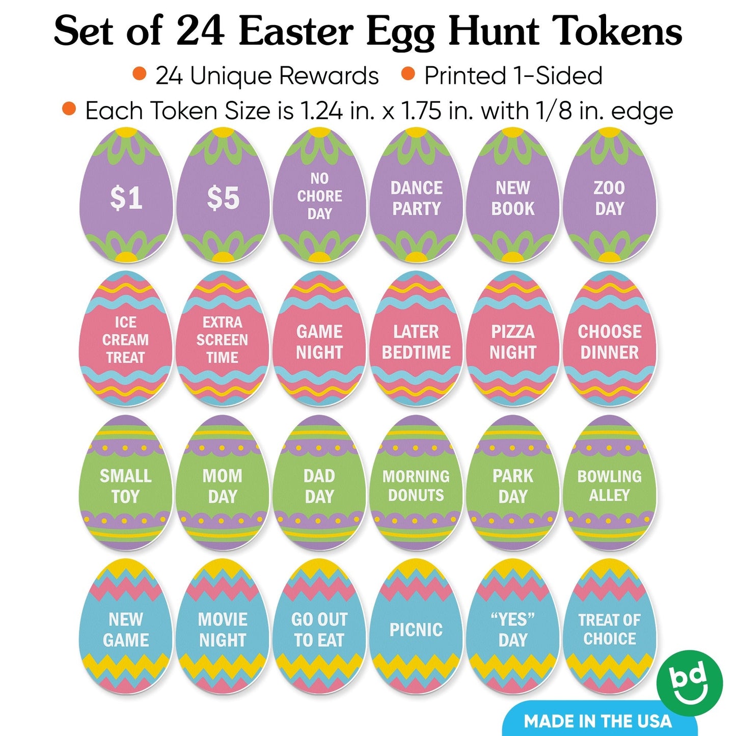 Hippity Hoppity Easter Egg Hunt Tokens - 24 Ct