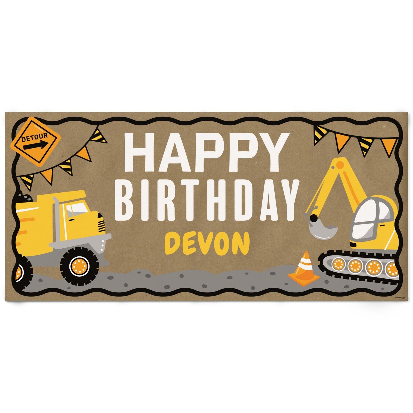 Custom Text Dig It - Construction Birthday Kraft Banner
