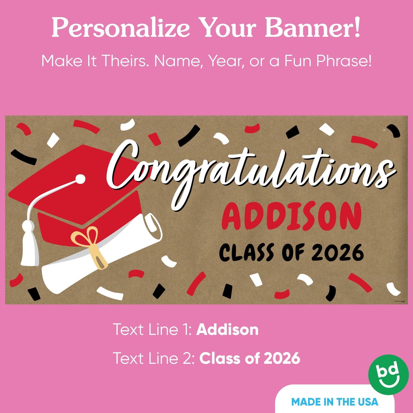 Custom Text Red Grad Kraft Banner