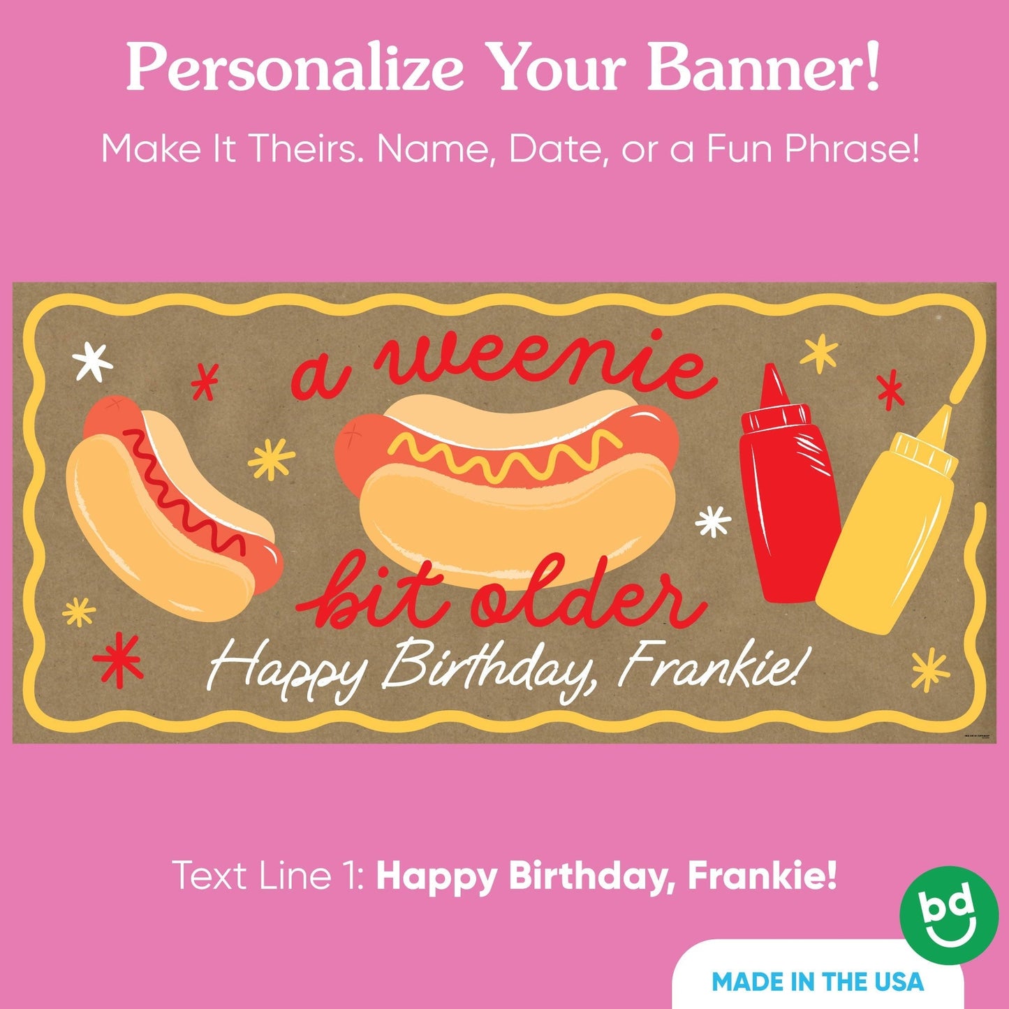Custom Text Hot Dog Kraft Banner