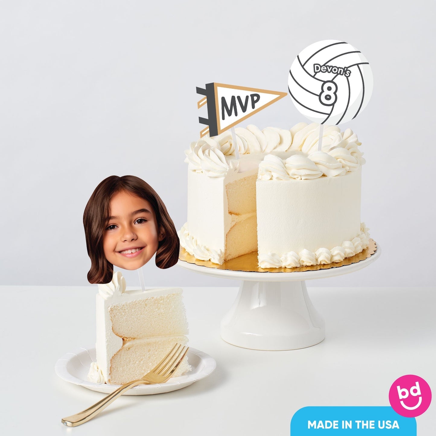 Custom Photo Volleyball Cake Topper - 3 Pc