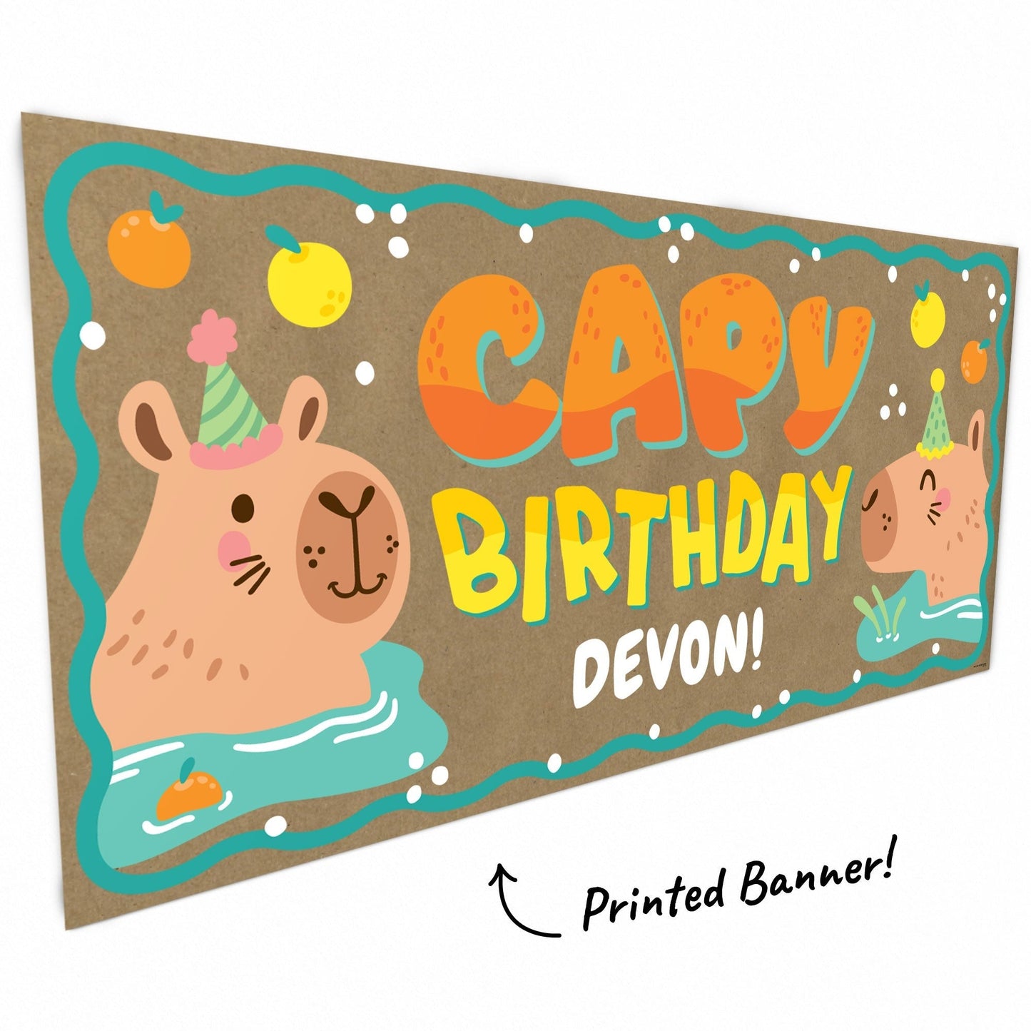 Custom Text Capy Birthday Kraft Banner