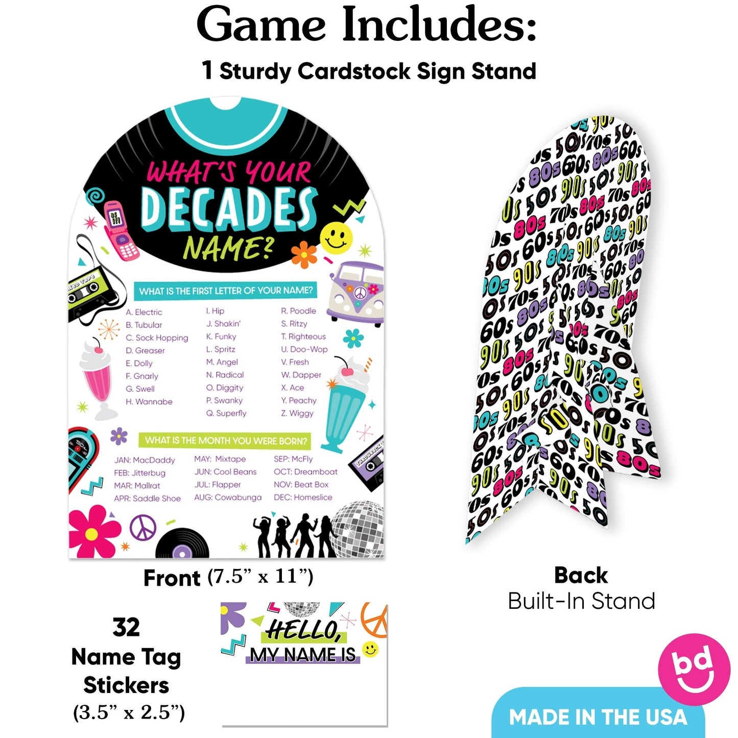 Through the Decades What's Your Name Party Game