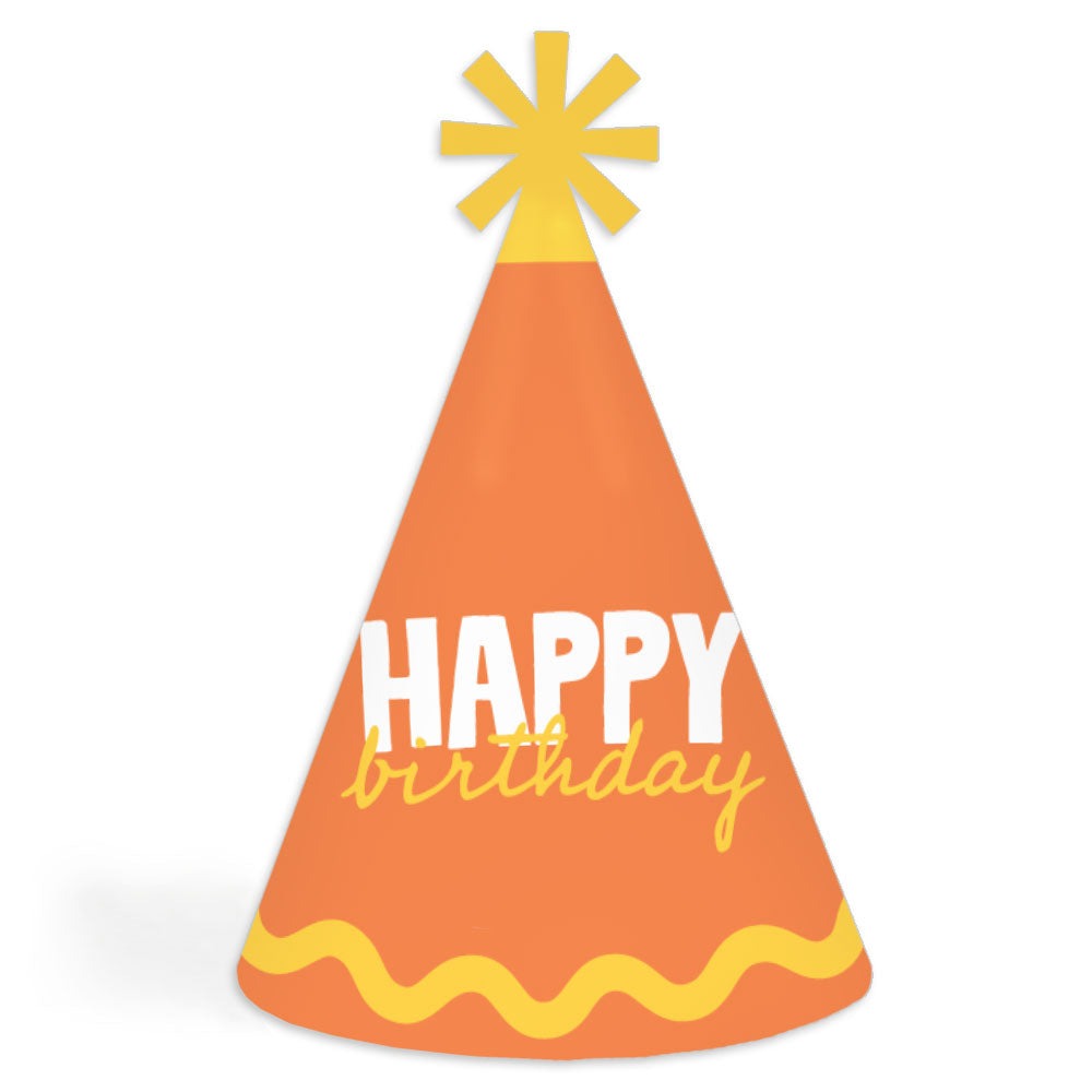 Wavy Birthday Cone Hat - 8 Ct