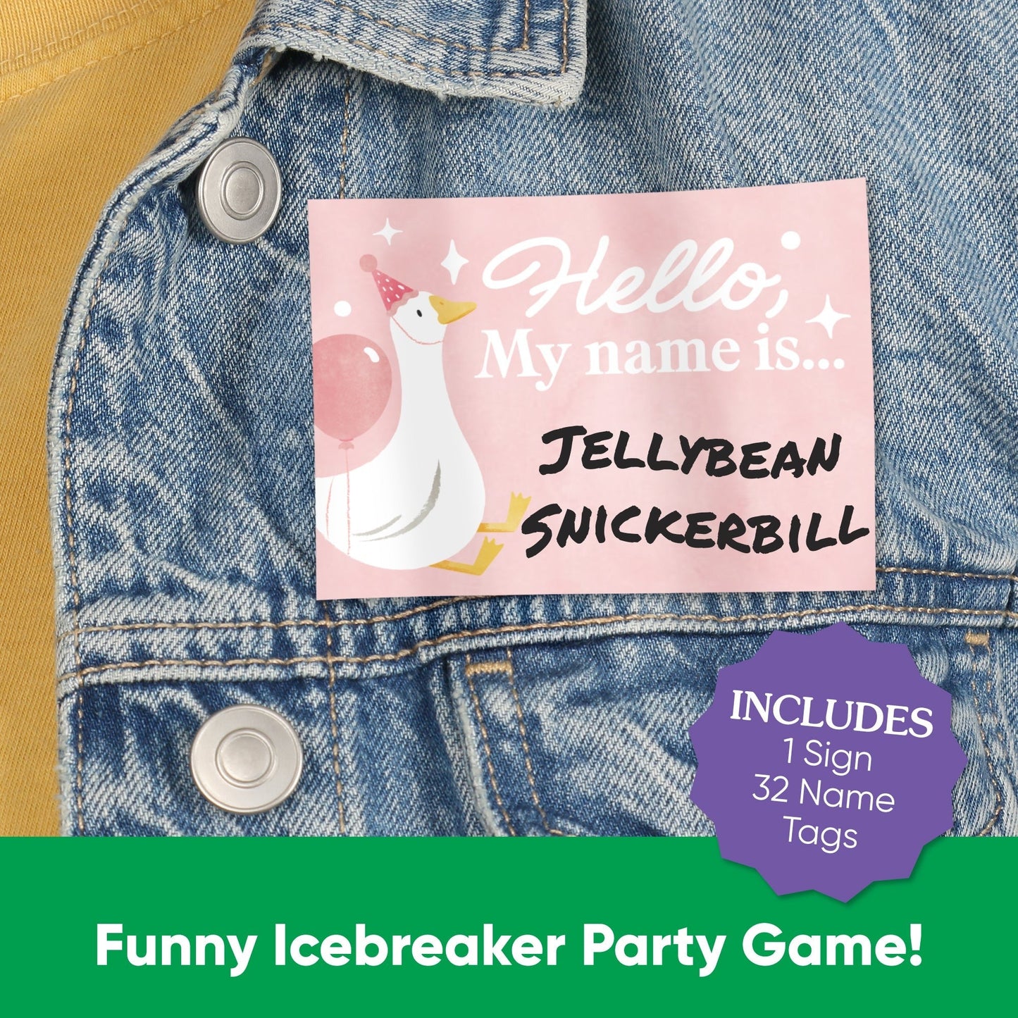 One Silly Goose Pink What's Your Name Party Game
