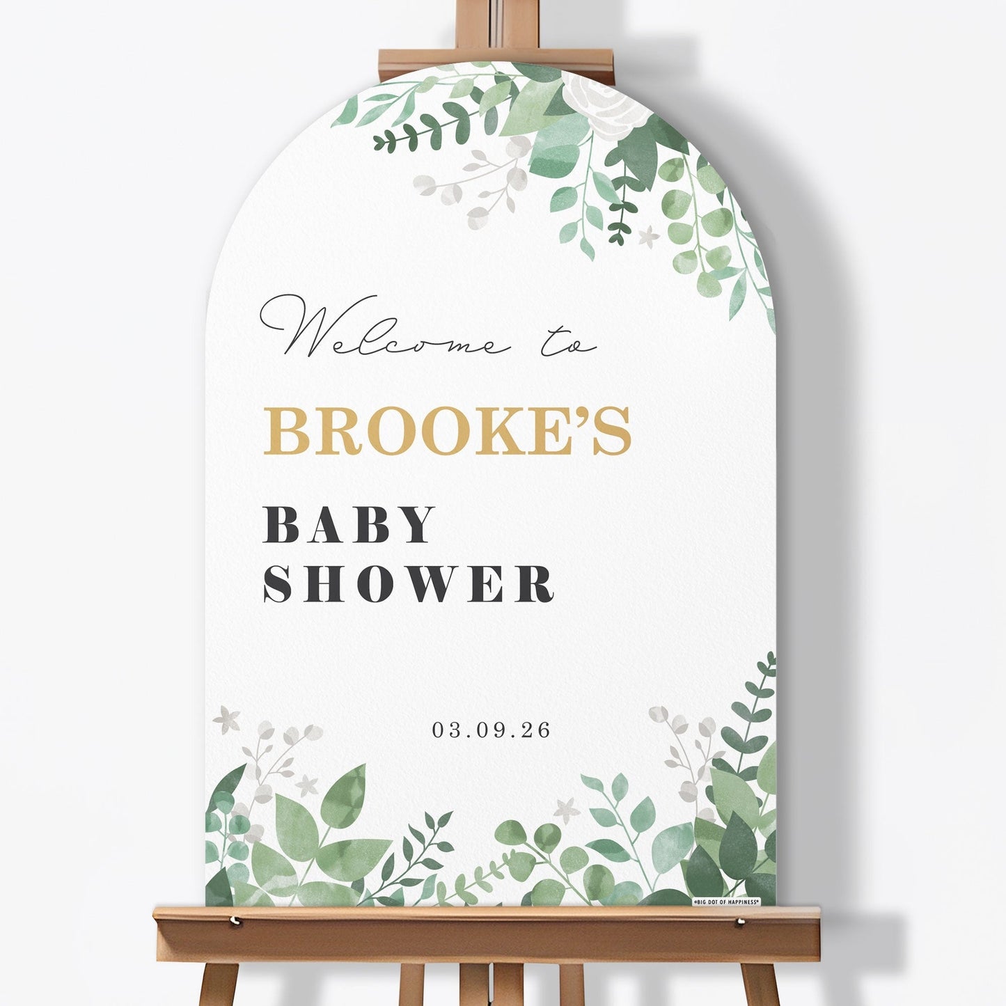 Personalized Text Boho Botanical Baby Shower Welcome Sign (Select Your Size)