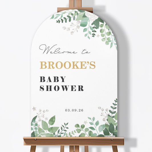 Personalized Text Boho Botanical Baby Shower Welcome Sign (Select Your Size)