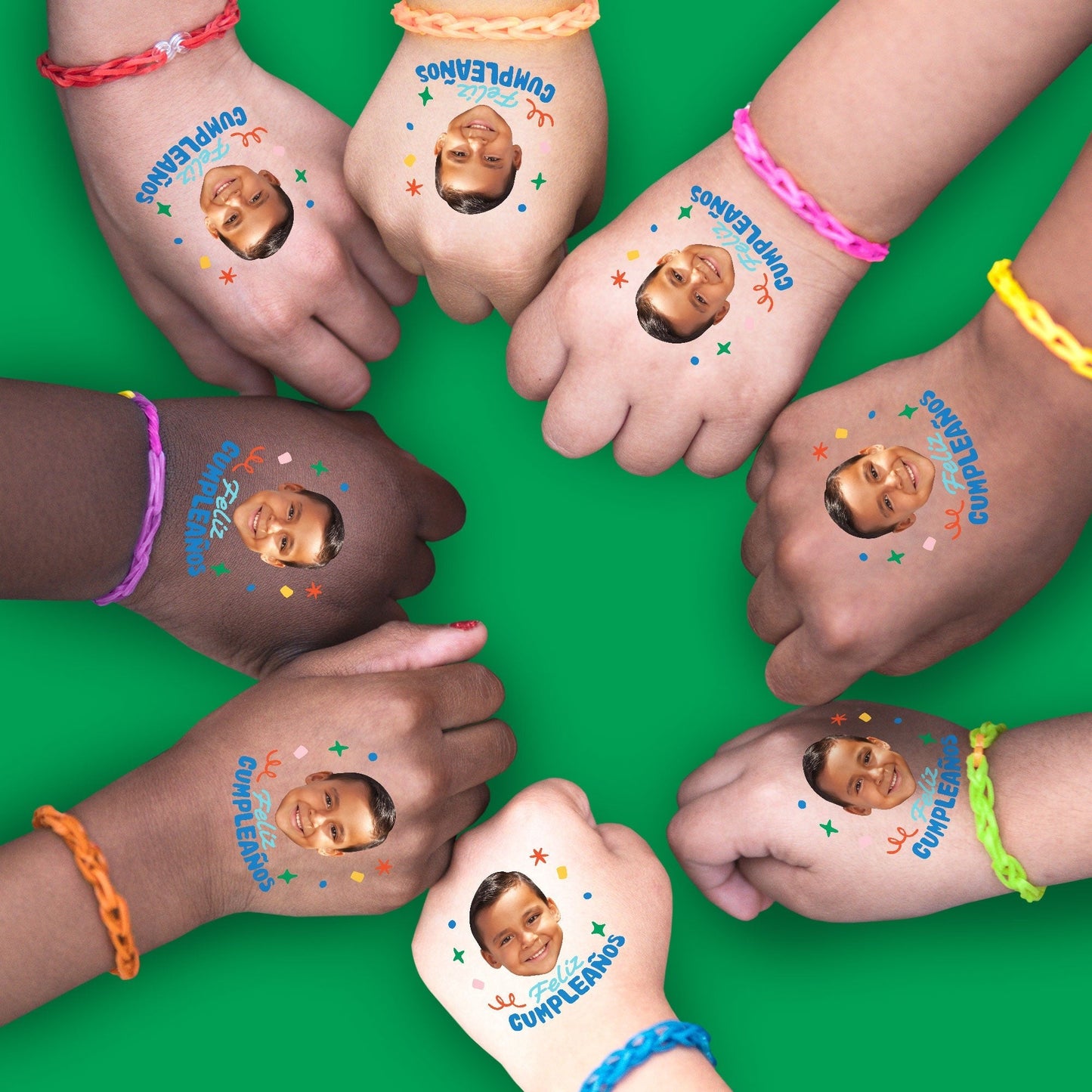 Custom Feliz Cumpleanos Temporary Tattoos - 12 Ct