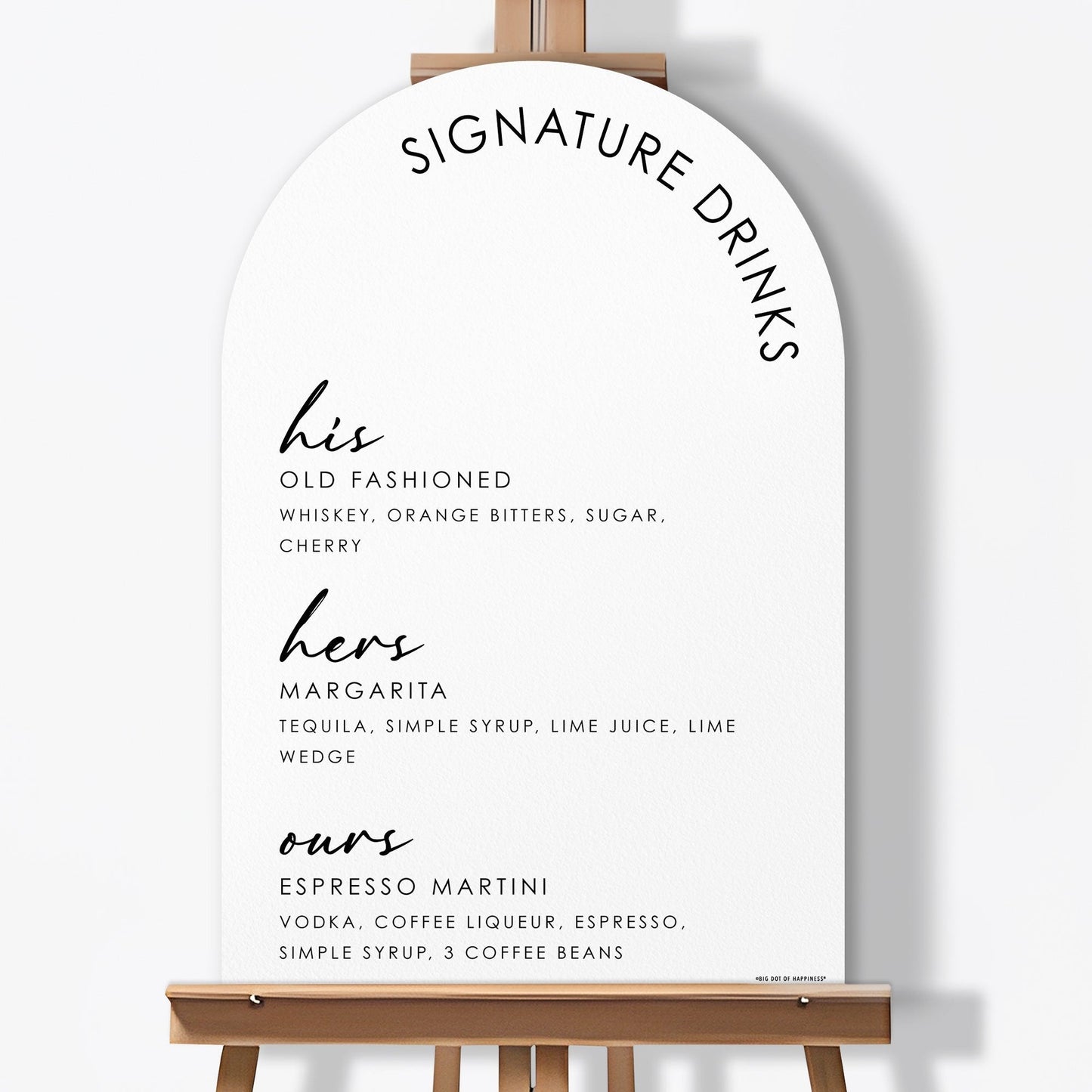Personalized Signature Drink Menu Wedding Sign (Select Your Size)