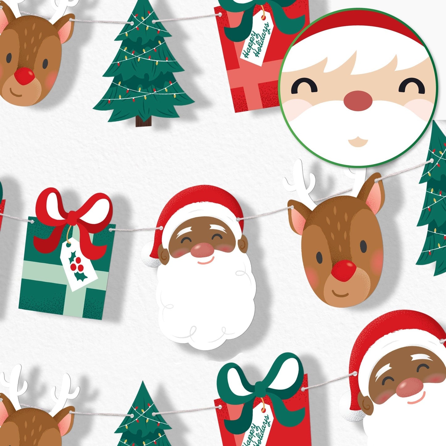 Jolly Santa Garland Banner - 15 Pc