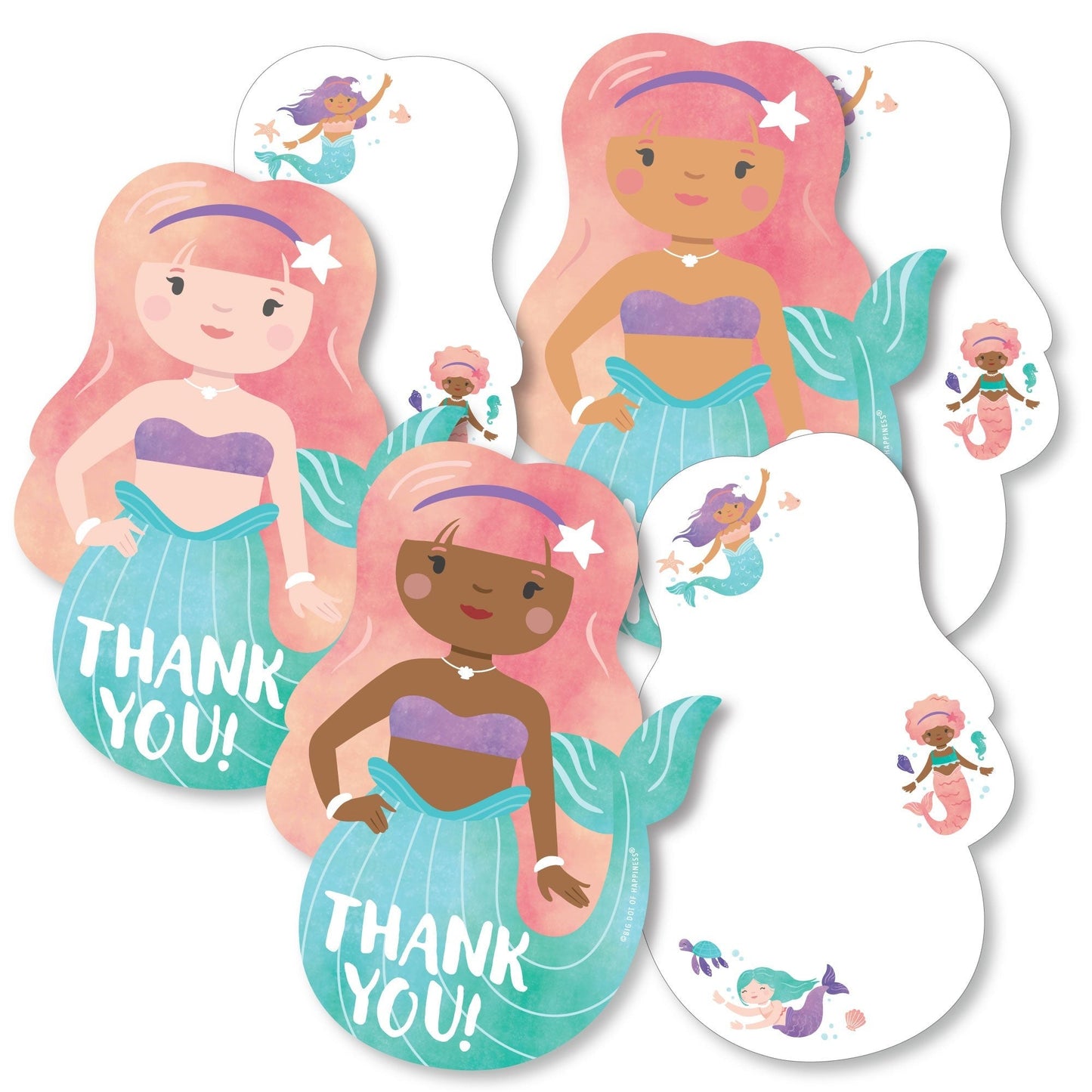 Mermaid Birthday Party Thank You Cards - 12 Ct
