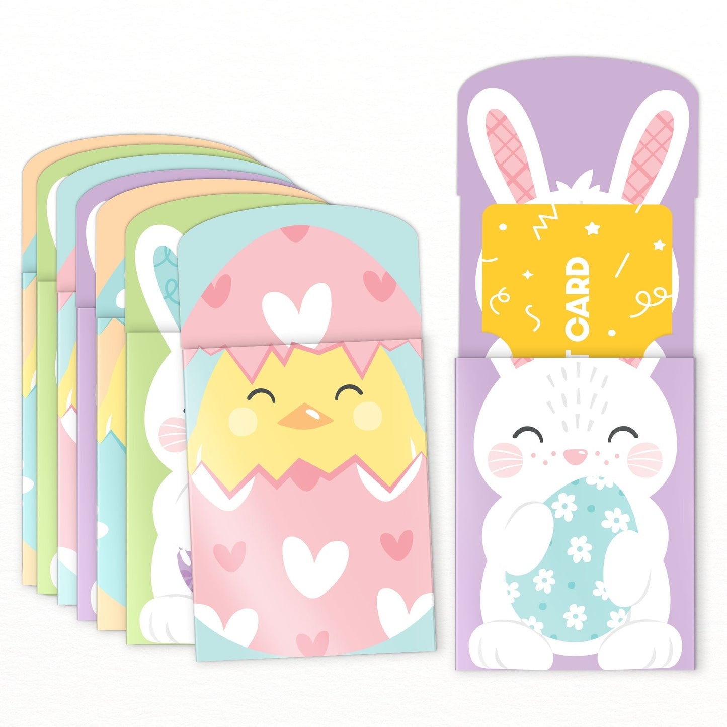 Assorted Spring Easter Bunny Nifty Gifty Card Holders - 8 Ct