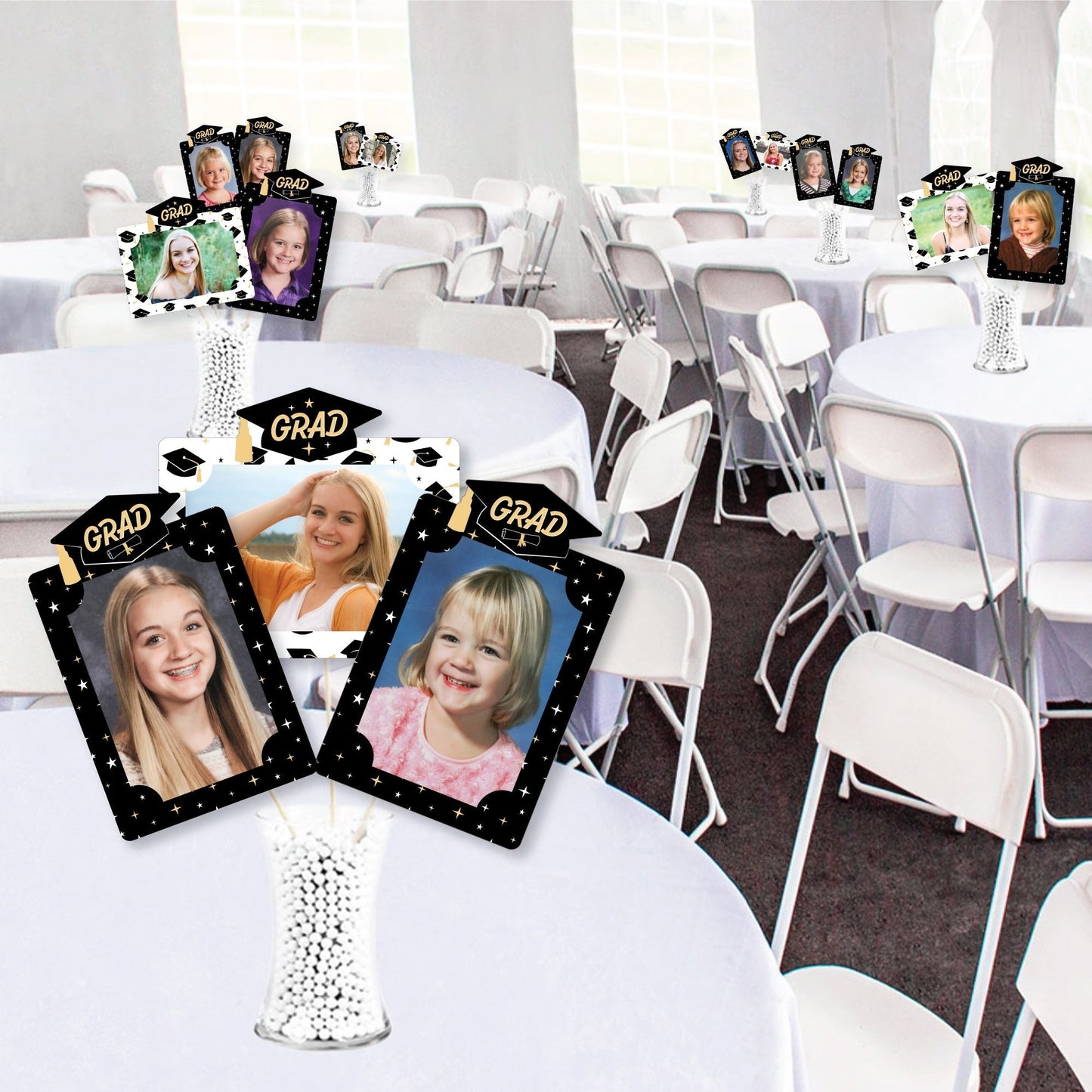 Goodbye High School, Hello College - Graduation Party Picture Centerpiece Sticks - Photo Table Toppers - 15 Pieces