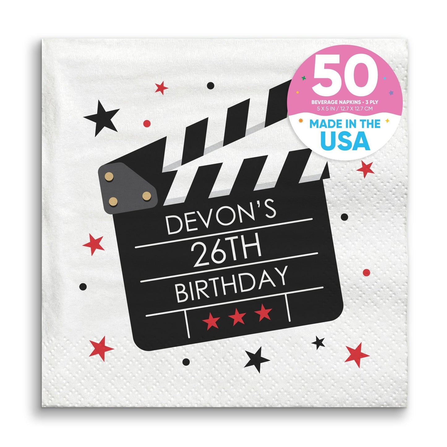 Custom Text Napkins - Movie Night