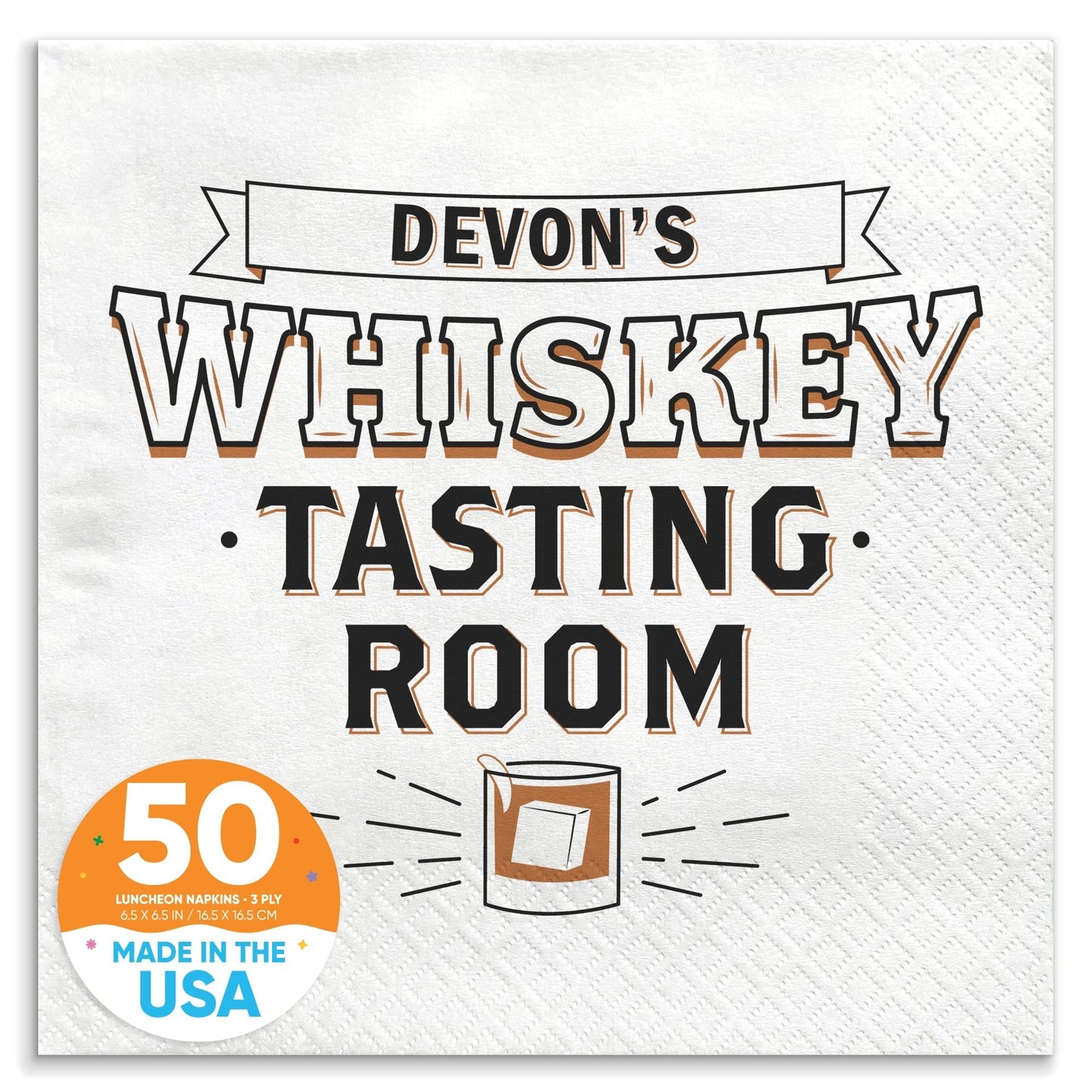 Custom Text - Whiskey Tasting Room Napkins - 50 Ct