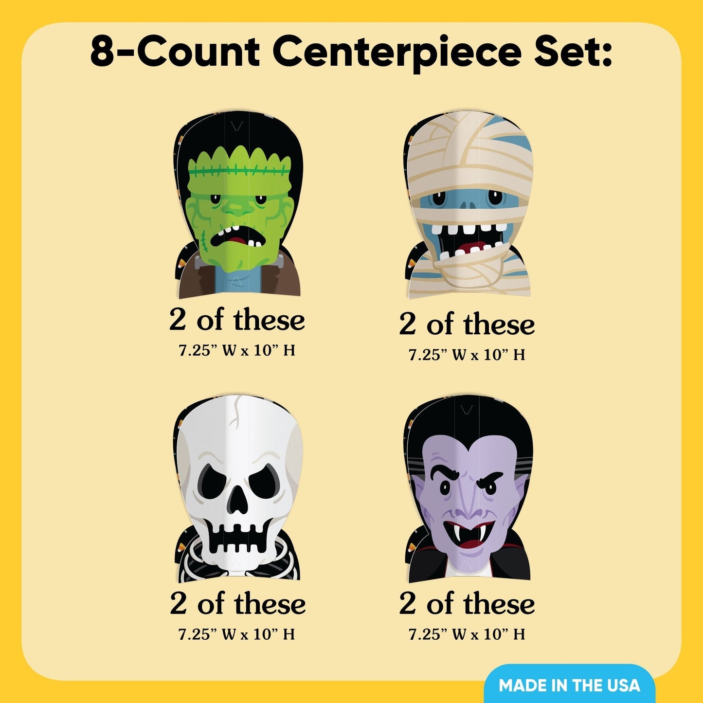Halloween Monsters 3D Centerpieces - 8 Ct