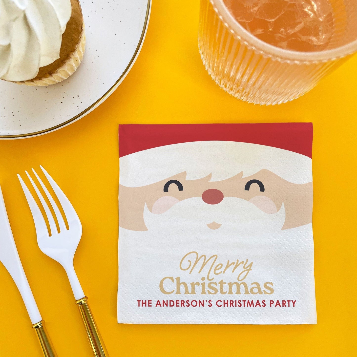 Custom Text Napkins - Jolly Santa