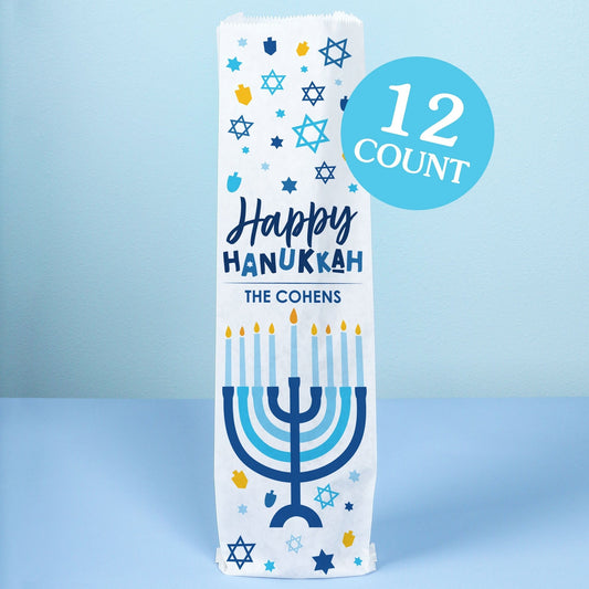 Custom Text Wine Bags - Hanukkah - 12 Ct