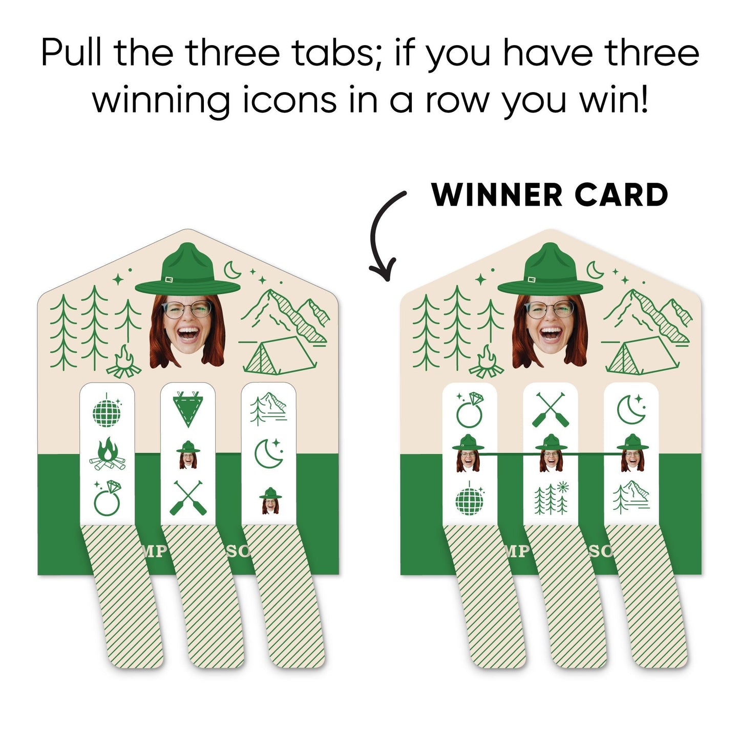 Custom Face Camp Bach Pull Tab Game