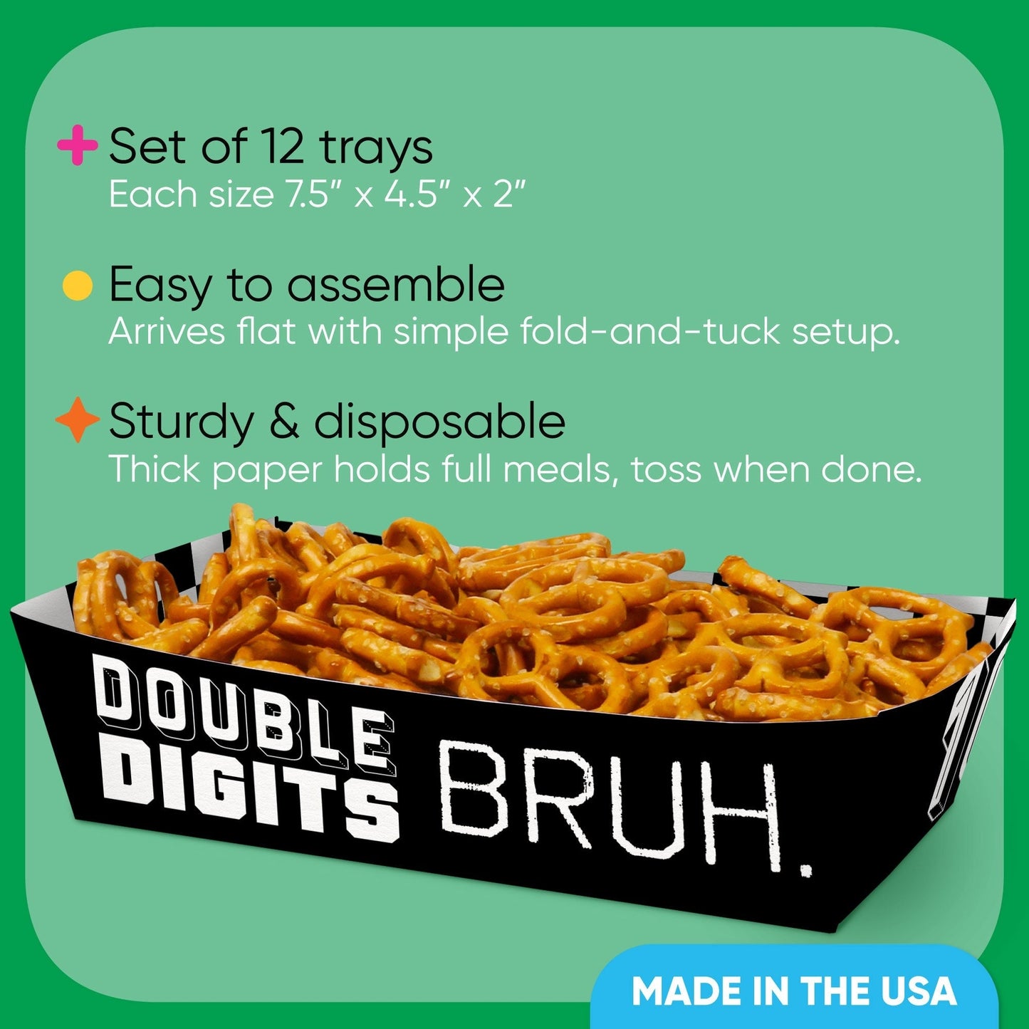 10th Birthday Bruh Party Paper Food Trays - 12 Ct