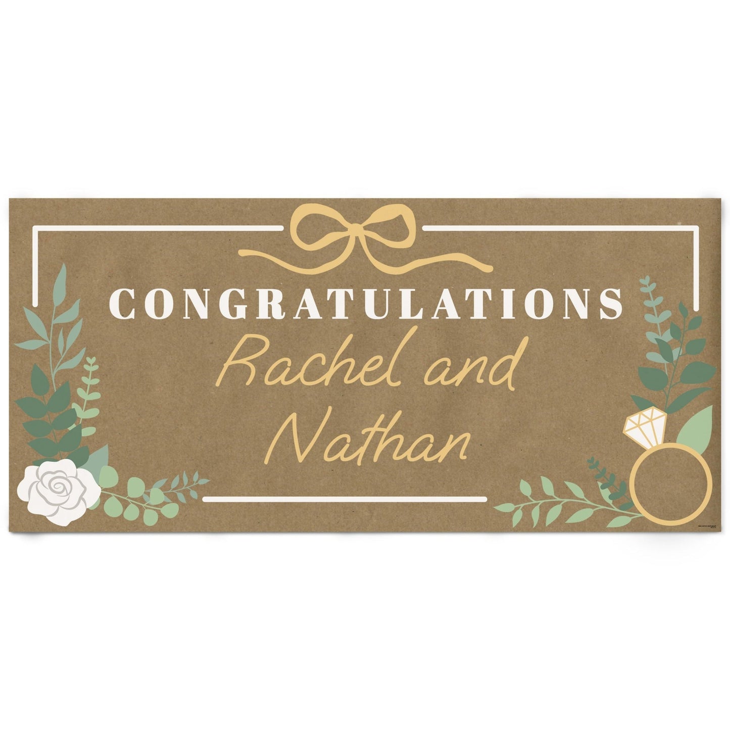 Custom Text Boho Botanical Bride Kraft Banner