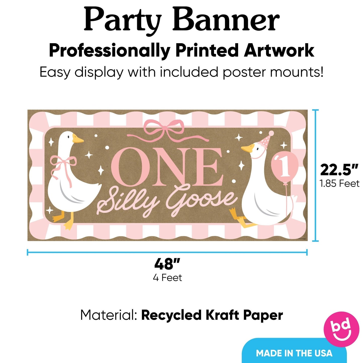 One Silly Goose Pink Kraft Banner