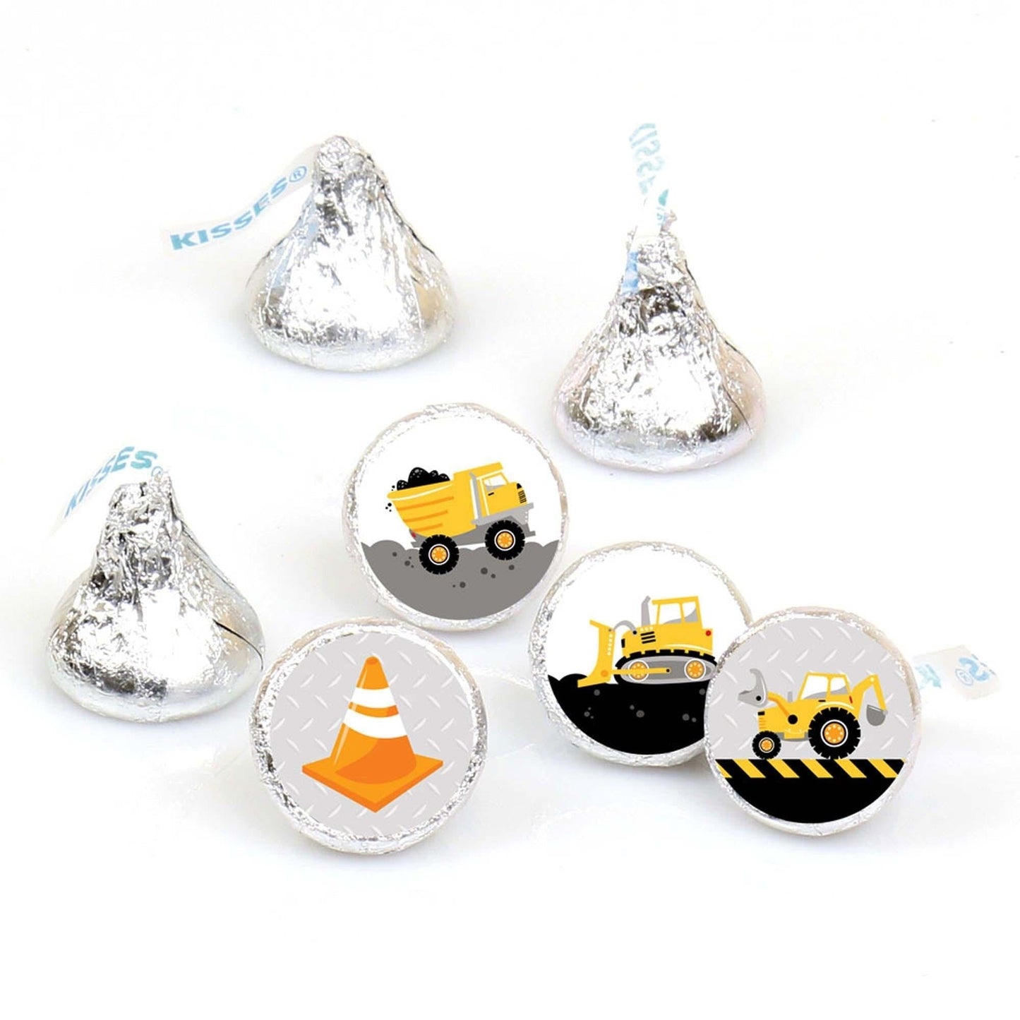 Dig It - Construction Party Zone - Baby Shower or Birthday Party Round Candy Sticker Favors - Labels Fit Hershey's Kisses (1 sheet of 108)