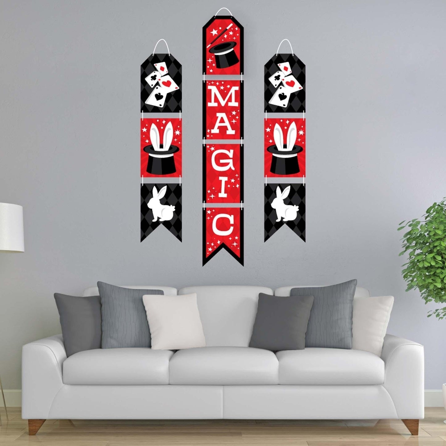 Ta-Da, Magic Show - Hanging Vertical Paper Door Banners - Magical Birthday Party Wall Decoration Kit - Indoor Door Decor