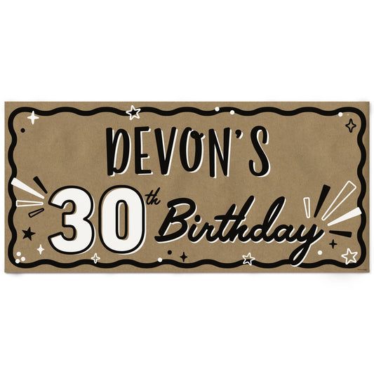 Custom Text 30th Birthday Kraft Banner