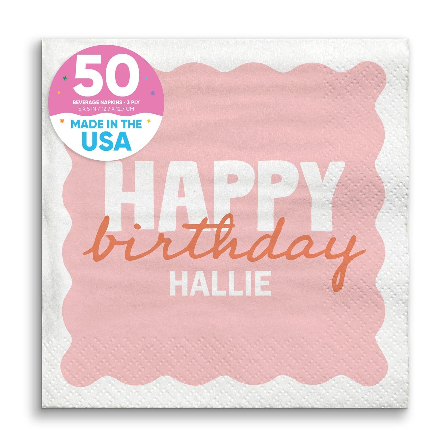 Custom Text Napkins - Wavy Birthday