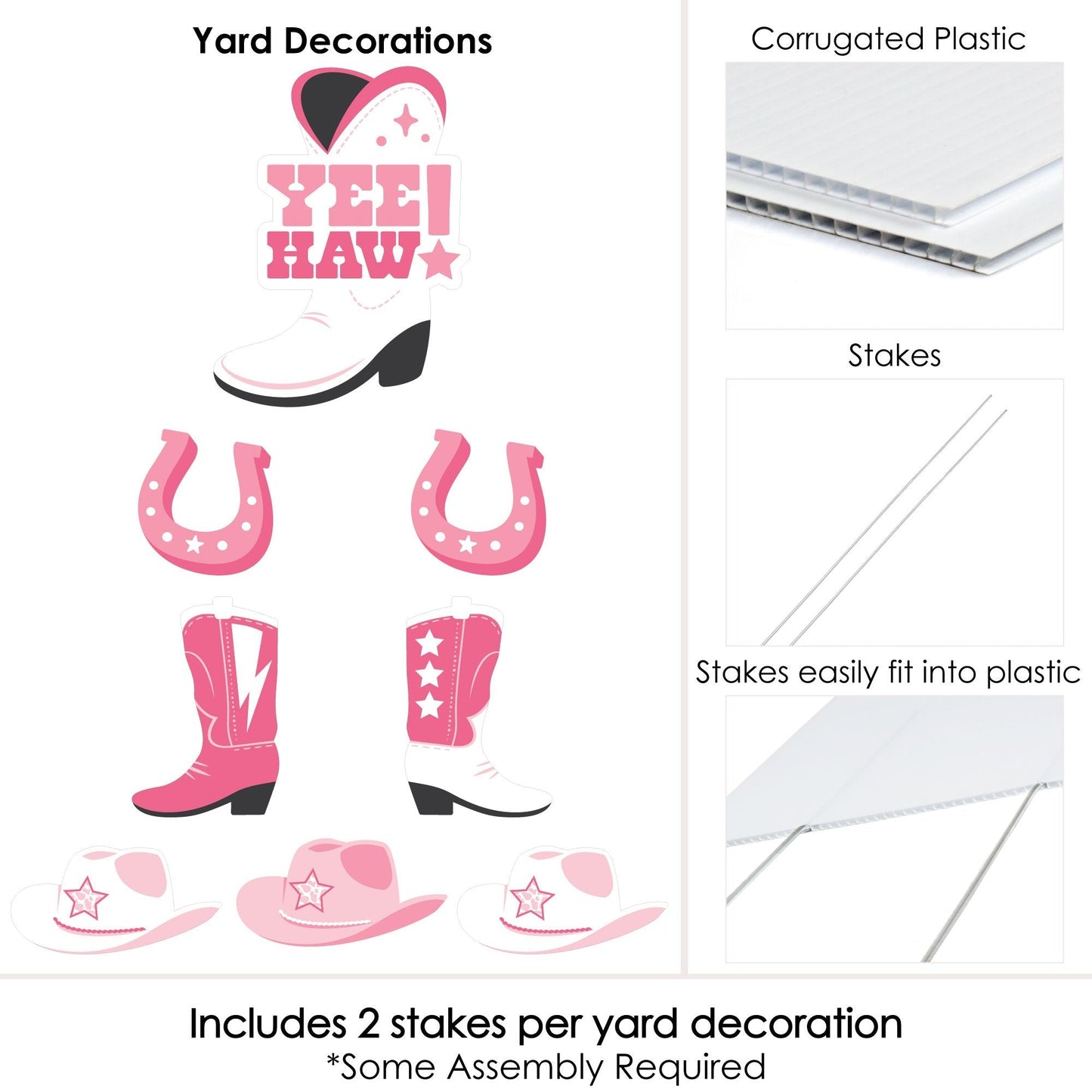 Rodeo Cowgirl - Yard Sign and Outdoor Lawn Decorations - Pink Western Party Yard Signs - Set of 8