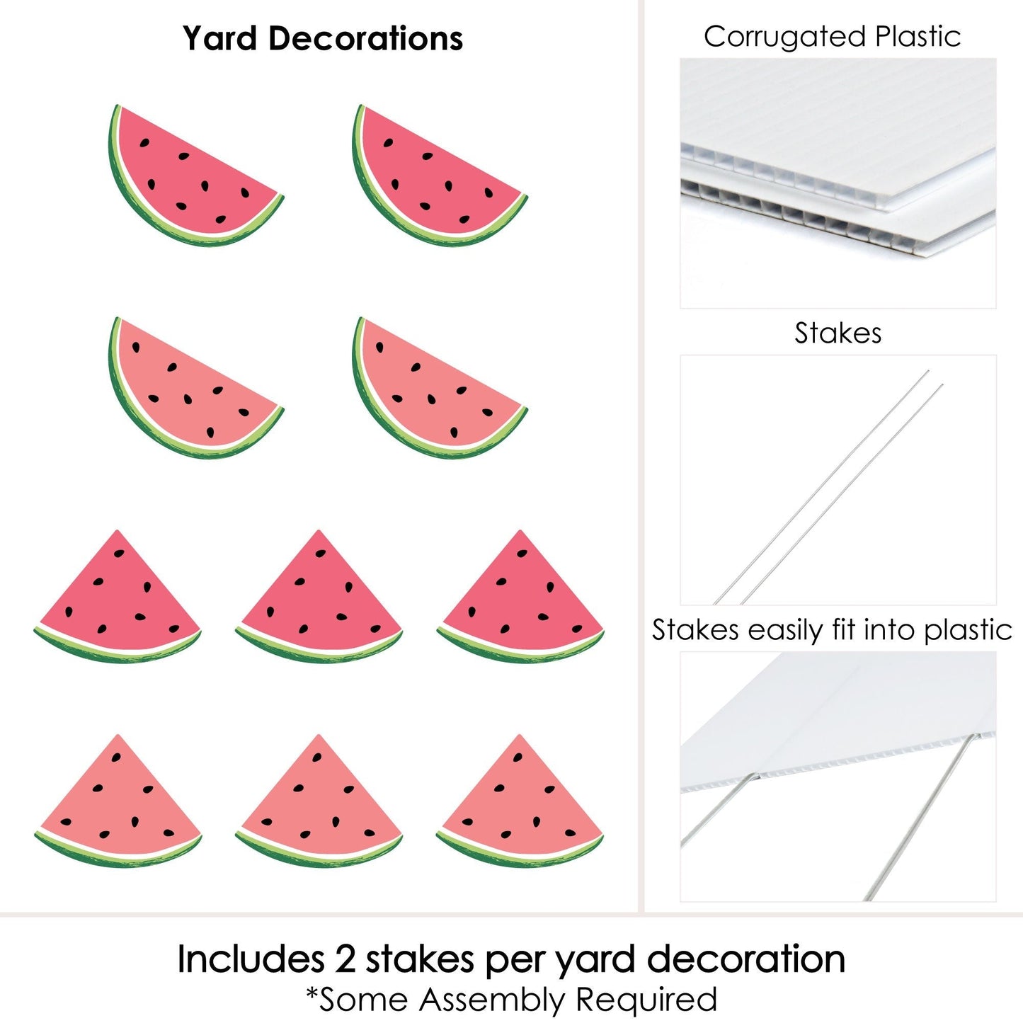 Sweet Watermelon - Lawn Decorations - Outdoor Fruit Party Yard Decorations - 10 Piece
