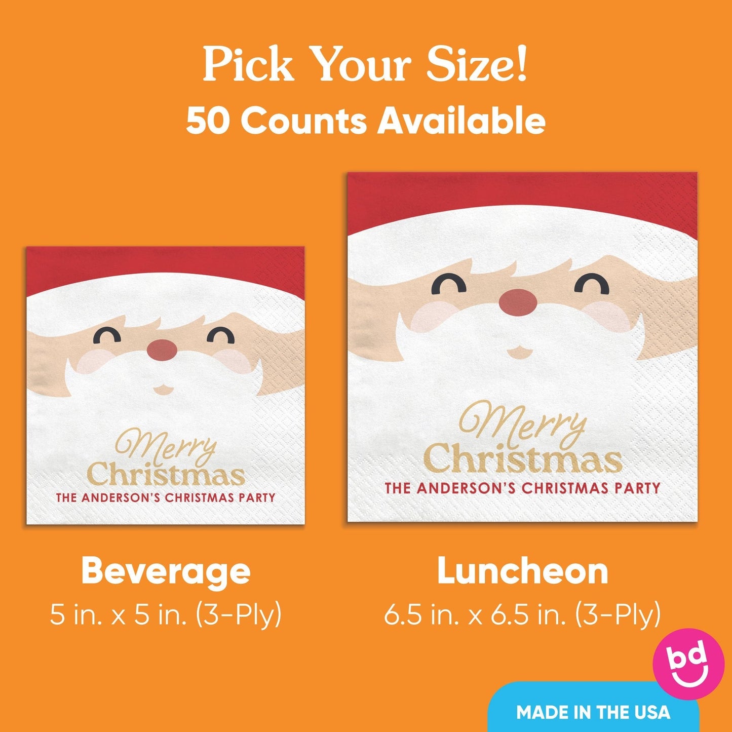 Custom Text Napkins - Jolly Santa