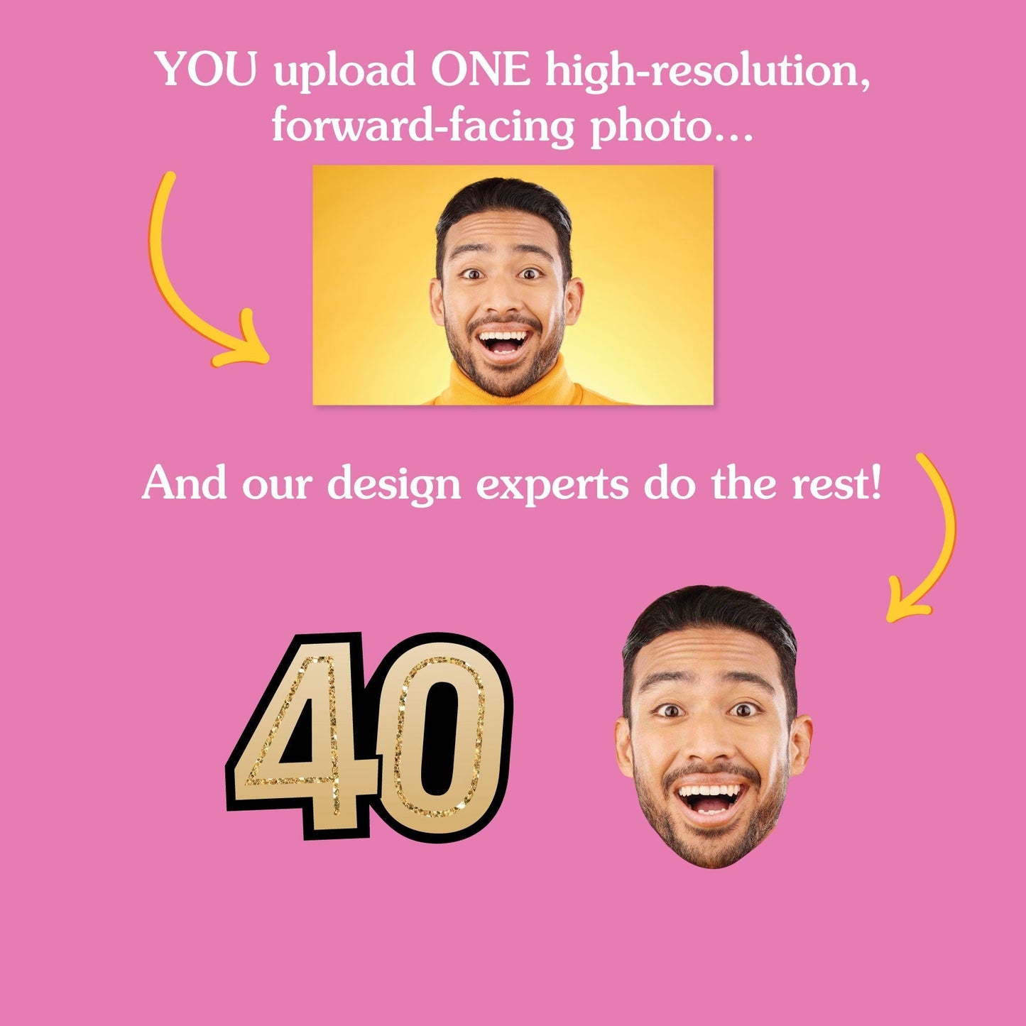 Custom Photo 40th Birthday Cut-Outs - 24 Ct