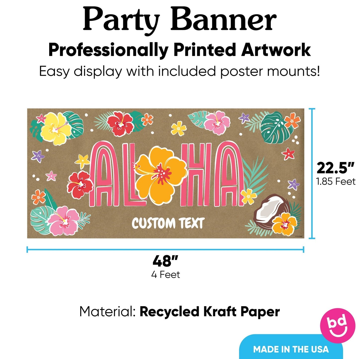 Custom Text Hawaiian Luau Aloha Kraft Banner