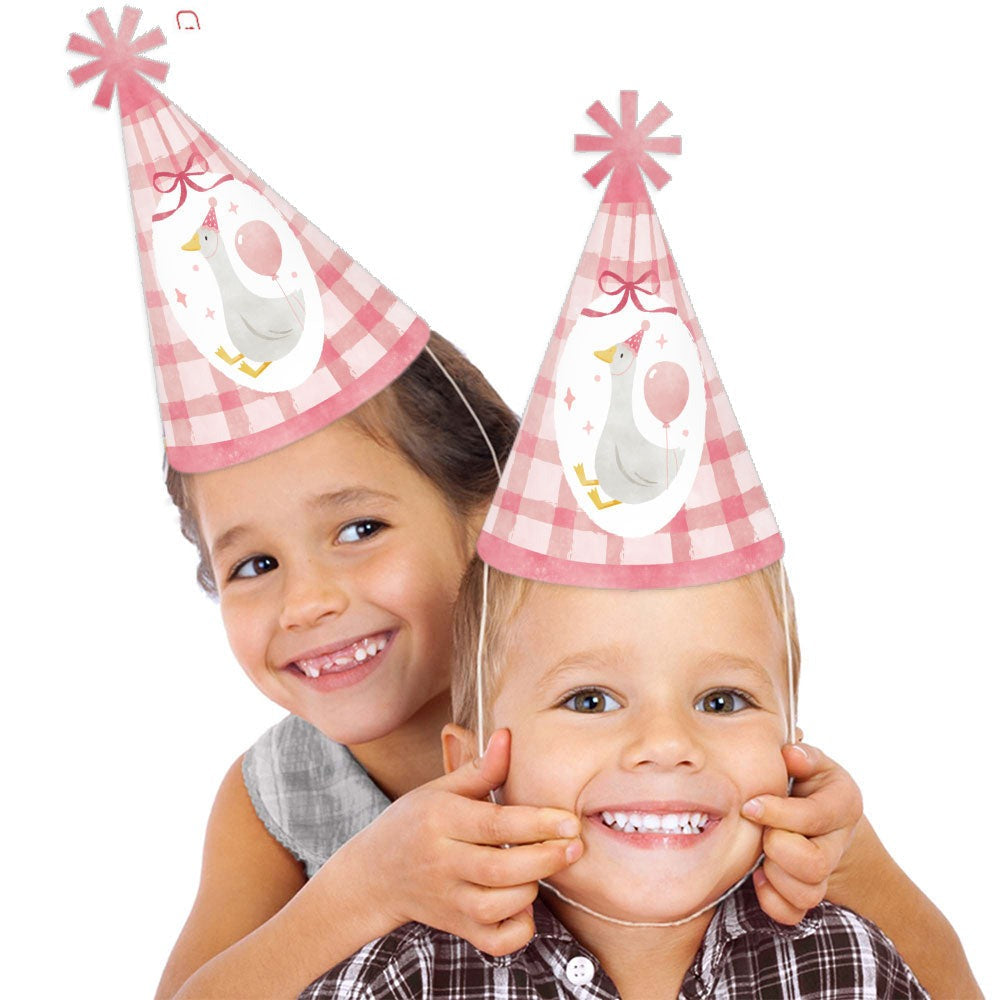 One Silly Goose Pink Cone Party - Set of 8 (Standard Size)