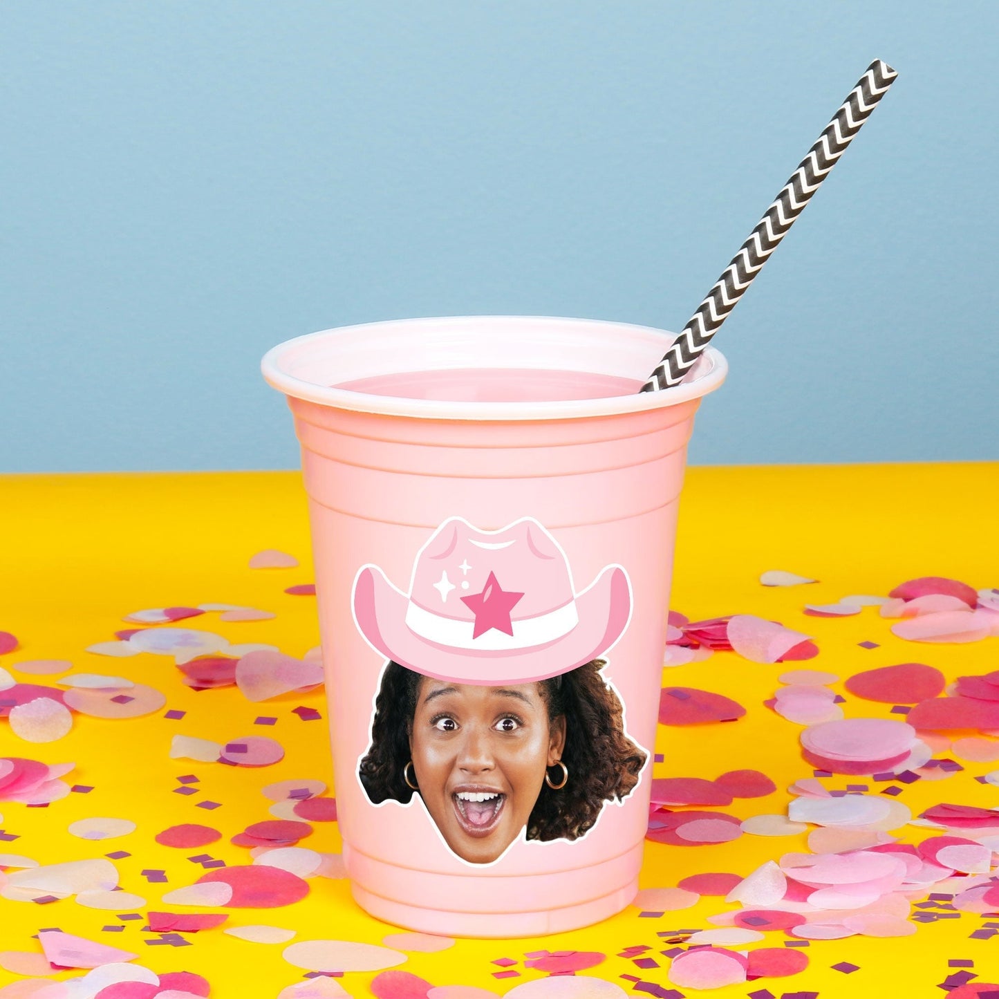 Custom Face Party Cups - Rodeo Cowgirl - 16 Ct